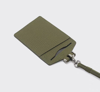 Porte-badge en cuir de vachette véritable avec fenêtre, étui à carte à cordon détachable, logo personnalisé, fabrication OEM en gros