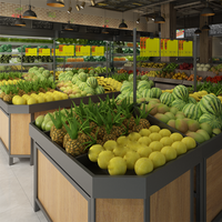Hete Verkopende Metalen Vitrine Rack Supermarkt Groente En Fruit Display Plank