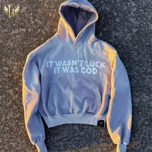 Customizable Double-Layer No <b>String</b> Hoodie Streetwear Heavyweight Silk Screen Printed Distressed Vintage Acid 100% Cotton Hooded - Product Image 6