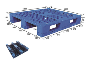 Palettes en plastique HDPE 1200*1000*165mm Palettes en acier Palettes à trois canaux à face unique en plastique pour la logistique d'entrepôt 4 voies - Product Image 2