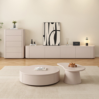 Table basse et meuble TV ronds en métal blanc de style farmhouse pour chambre, atelier et salon