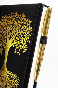 Libreta Personalizada de Cuero Vegetariano Dorado con <span class=keywords><strong>Tapa</strong></span> <span class=keywords><strong>Dura</strong></span> A5, Encuadernación en Espiral, Set de Regalo Empresarial para Hombre y Mujer con Bolígrafo - Product Image 3
