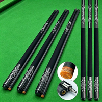 Queue de billard noire SQF, incrustation argentée, design sculpté, fût en fibre de carbone 1/2, joint en acier inoxydable, qualité professionnelle de luxe