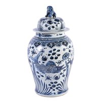Vase en céramique et porcelaine bleu et blanc, pot à gingembre, pot de temple en forme de poisson