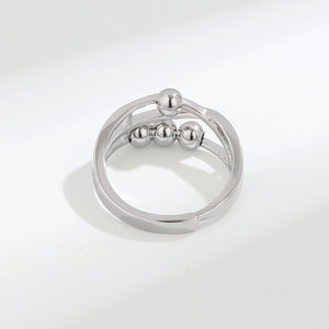 Anillos artesanales vintage giratorios lisos con cuentas, ajustables, de cobre chapado en plata, joyería para aliviar la ansiedad para mujeres - Product Image 5
