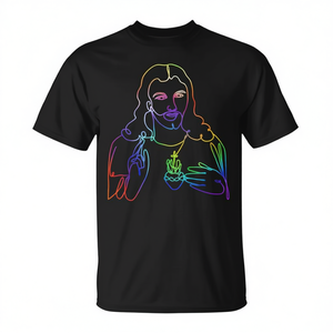 T-Shirt Unisex con Arte Astratta di Gesù Cristo e Arcobaleno, Stampa Digitale, Regalo Religioso - Product Image 3