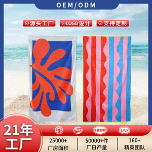 ผ้าขนหนูชายหาดผ้าฝ้ายแท้ลายดอกไม้ขนาดใหญ่ดูดซับได้ดีสำหรับผู้ใหญ่ว่ายน้ำอาบน้ำกีฬารูปทรงสี่เหลี่ยมผืนผ้า - Product Image 5