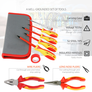 Set di 8 <span class=keywords><strong>Cacciaviti</strong></span> e Pinze Isolate Resistenti ad Alta Tensione <span class=keywords><strong>Cacciaviti</strong></span> Speciali Utensili per Elettricisti - Product Image 2