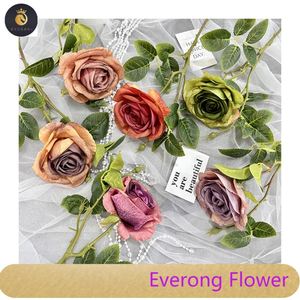 Rosa singola artificiale lustro perlaceo EV-215 rosa singola colorata decorazione per la casa rosa singola - Product Image 3
