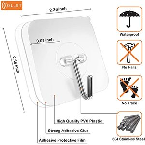 Transparent PP <b>Plastic</b> Self-adhesive Seamless Eco-Friendly Multifunction Customized Size Wall Mounted <b>Hook</b> for Household Tools - Product Image 2