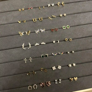 Pendientes de oro vermeil joyería tradicional aretes de acero inoxidable para mujer por mayor pendientes strass - Product Image 1