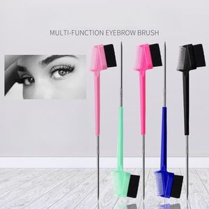 Peigne à queue de rat double face en acier inoxydable OEM pour sourcils, brosse de contrôle des bords 3-en-1 personnalisée - Product Image 2