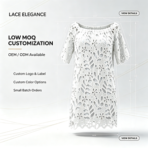 Robe mini respirante pour <span class=keywords><strong>femme</strong></span>, à épaules dénudées, avec découpes en dentelle et coupe ample, idéale pour les vacances d'été et les tenues décontractées ODMOEM - Product Image 2