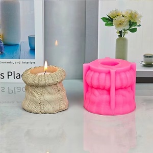 Sweater Knitting Flower Pot Silicone <b>Mold</b> <b>Candle</b> Cup Plaster <b>Mold</b> Christmas Series <b>Mold</b> Irregular Shape Pink White Transparent - Product Image 3