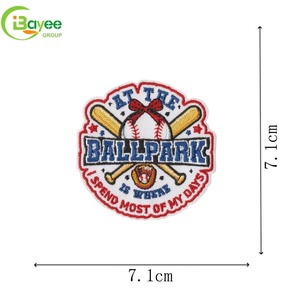 Durable Baseball Series Team Logo Applique <b>Game</b> Day Bow Embroidered Patch Iron on Baseball Heat Press Patches for Clothes Hat - Product Image 2