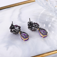 Jh C7630 — ensemble de bijoux en plaqué argent pour femmes, pendentif en améthyste naturelle, nouveau produit