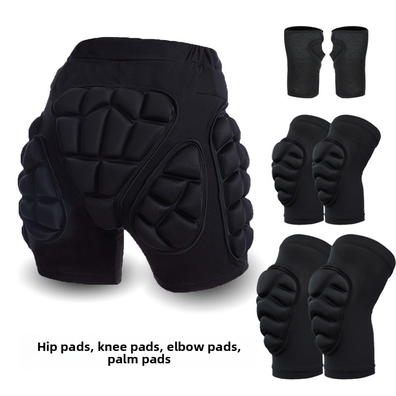 Coussinets de hanches noirs + Genouillères de protection + Coudières de protection + Protège-paumes