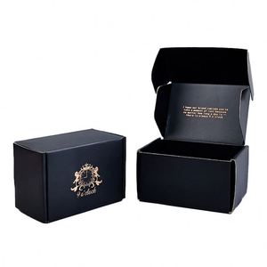 Boîte d'emballage pliable en carton kraft recyclable personnalisée noire avec votre logo imprimé pour vêtements, sous-vêtements et autres articles – Vente en gros - Product Image 3