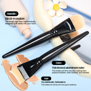 Brocha de Maquillaje para Ojos, Diseño de Media Luna, con Cerdas de Fibra Sintética, Virola de Aluminio, Mango de Madera, Color Negro Beige, Suave, para Corrector - Product Image 3