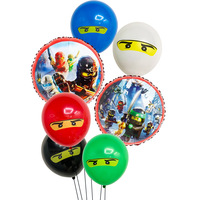 Kit de 7 pièces de décorations de fête Ninja furtif avec bouquet de ballons d'anniversaire