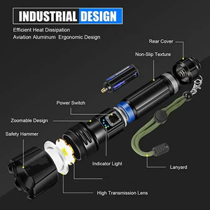 Đèn pin LED siêu sáng, sạc lại được, độ sáng cao, đèn pin chiến thuật dùng cho cắm trại, <span class=keywords><strong>10000</strong></span> lumen, đèn chiếu xa - Product Image 4
