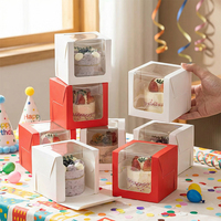 Boîte à dessert transparente de luxe en carton avec fenêtre, motif personnalisé, pour l'emballage de pâtisseries