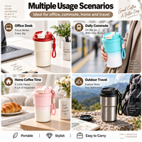 Kingze 400ml Tasse à café isotherme en acier inoxydable 304 avec double couvercle, Mug de voyage personnalisable pour café à emporter, Vente en gros