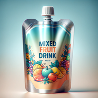 Vente en gros pochette à bec verseur de jus personnalisée de 100ml 200ml sac support de liquide en plastique