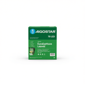 Aigostar Guirnalda de luces LED solares, 70 LED, hojas de eucalipto blancas cálidas, decoración para ventanas exteriores, 3 m de longitud - Product Image 2