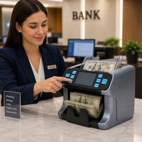 Compteur de billets double CIS avec écran tactile 4,3 pouces, détection UV MG IR, pour plus de 150 devises, machine de qualité bancaire 22C