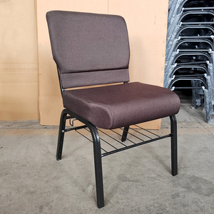 Chaises d'église empilables en métal inoxydable rembourrées avec porte-livres, confortables et imbriquées, au meilleur prix - Product Image 3