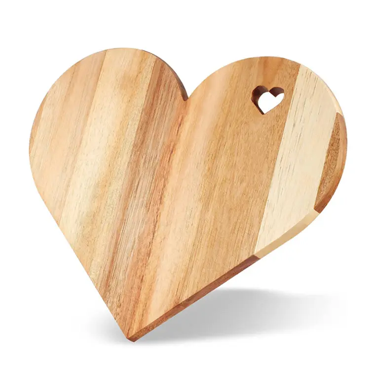 Cucina multiuso tagliere in legno di formaggio decorativo piatto da portata a forma di cuore di legno di Acacia tagliere per incisione