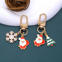 Porte-clés de Noël en alliage métallique en gros, style mignon Père Noël, Bonhomme de neige, Renne, Flocon de neige, Porte-clés de Noël en métal
