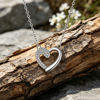 Colliers de mode, Collier de mariage, Bijoux fantaisie, Collier statement plaqué or 18 carats, Pendentif cœur pour femme, Colliers à fine chaîne