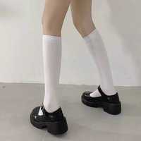 Chaussettes longues pour femme, couleur unie, nouvelle collection printemps, noires, en coton et bambou, respirantes, séchage rapide, style JK, avec logo, absorbent la transpiration et préviennent les odeurs.