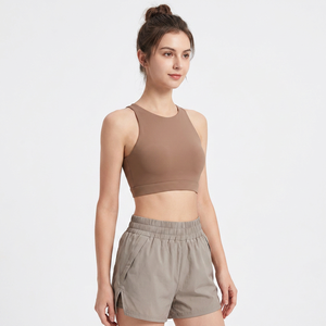 Soutien-gorge de sport pour femme, couleur unie, dos croisé, maintien moyen, yoga, fitness, sans couture, respirant, séchage rapide, évacuation de la transpiration - Product Image 2