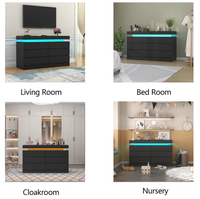 Armoire de bureau moderne de luxe léger, commodes, tiroirs de rangement, armoires de rangement noires avec LED