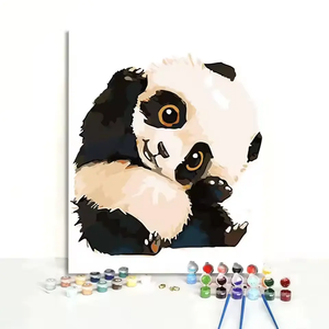 Kit de <span class=keywords><strong>Peinture</strong></span> <span class=keywords><strong>par</strong></span> Numéros DIY - Mignon <span class=keywords><strong>Panda</strong></span> Dessin Animé sur Toile, <span class=keywords><strong>Peinture</strong></span> à l'Huile Acrylique Faite à la Main - Product Image 1