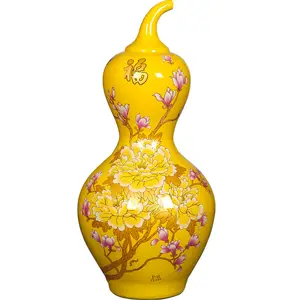 Flower Vase Color Reactive Glaze Ceramic Big Porcelain Bottle Shape Red Yellow Christmas Modern Traditional Floor Vase 1 PCS