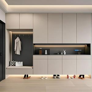 Scarpiera a parete personalizzabile a diverse altezze con luce LED, contenitore misto aperto/chiuso e portaombrelli per ingresso e interni - Product Image 1