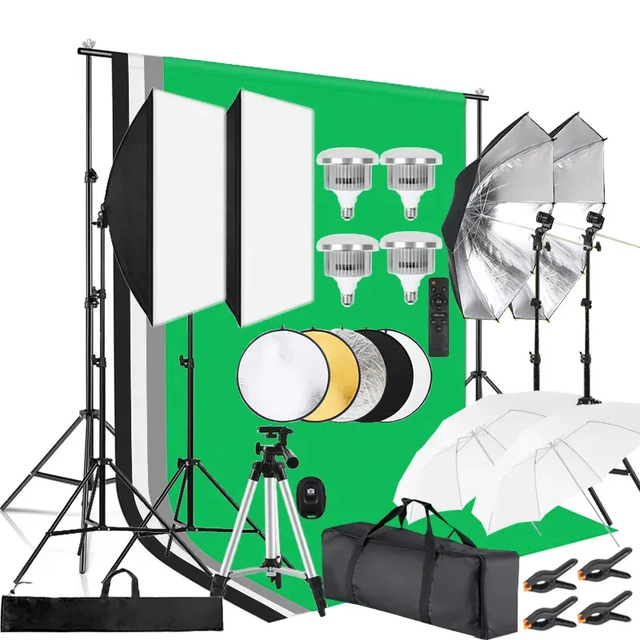 2*3M Background Stand Photography Light Backdrop Set Soft Box Lighting Kit