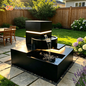 Fontaine d'eau rectangulaire galvanisée avec éclairage LED, résistante aux intempéries, moderne, de haute qualité, vente en gros - Product Image 5