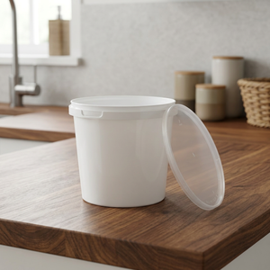 Contenant rond en polypropylène vierge avec système de sécurité, capacité de 2500 ml, gamme de contenants avec système de sécurité - Moulage par injection en gros pour traiteur, plats à emporter et autres - Product Image 4