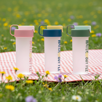 Bouteille d'eau potable en plastique transparente de 540 ml pour l'extérieur, sans BPA, bouteille d'eau de sport en plastique portable pour les voyages
