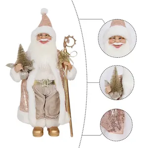 Bestseller Weihnachten Stehender Weihnachts mann Pailletten oem navidad Noel Innen spielzeug Ornament Handgemacht für Festival Dekoration gitf