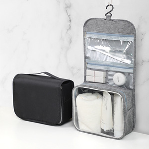 Personalizado Cremallera Baño Pvc Oxford Inodoro Azul Viaje Roll Up Wash Toiletry Aislado Colgador Maquillaje Cepillo Organizador Bolsa Hombres - Product Image 4