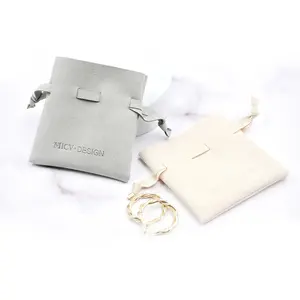 Bestpacking Microfiber kulit perhiasan kantong dengan Logo kustom perhiasan kemasan kantong kecil hadiah perhiasan tas tali