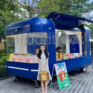 Truk es krim Trailer makanan OEM populer Trailer makanan Produksi disesuaikan untuk truk penjual donat makanan jalan