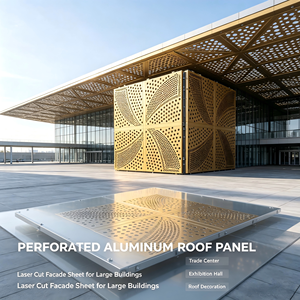 Panneau de toiture en aluminium perforé, tôle de façade découpée au laser, revêtement métallique décoratif pour toiture et extérieur de bâtiment - Product Image 1