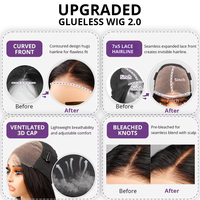 Produits Phares 2024 Perruque Lace Frontale Onde Corporelle 3D Moelleuse avec Frange et Dégradés, Prête à Porter Sans Colle, Cheveux Humains